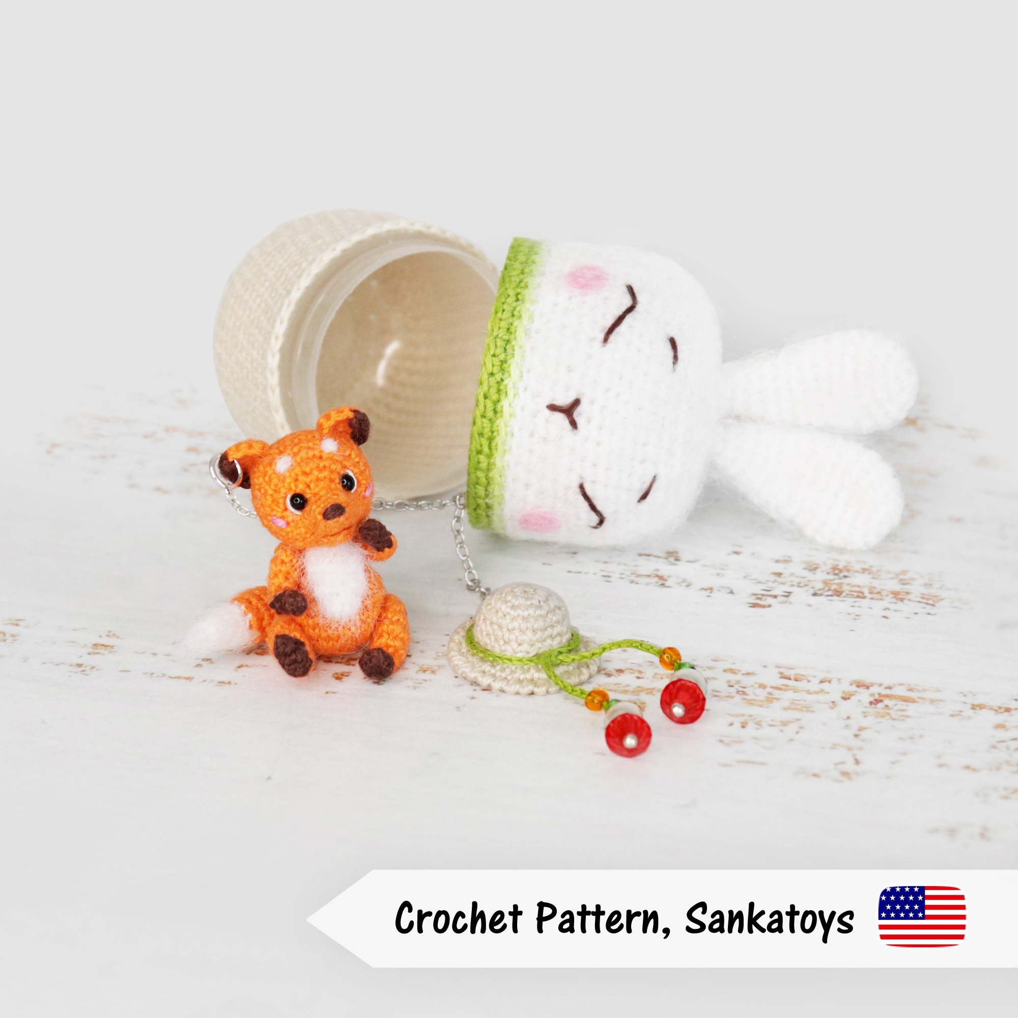 Micro Fox kinder surprise bunny crochet pattern English PDF