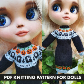 Knitting pattern halloween dress for Blythe doll