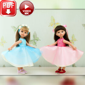 Paola Reina 32-34cm (with a new body 15-17 years) Dress pattern with a sun skirt for a doll