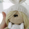 Crochet doll in bunny dress ready to ship