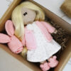 Crochet doll in bunny dress ready to ship