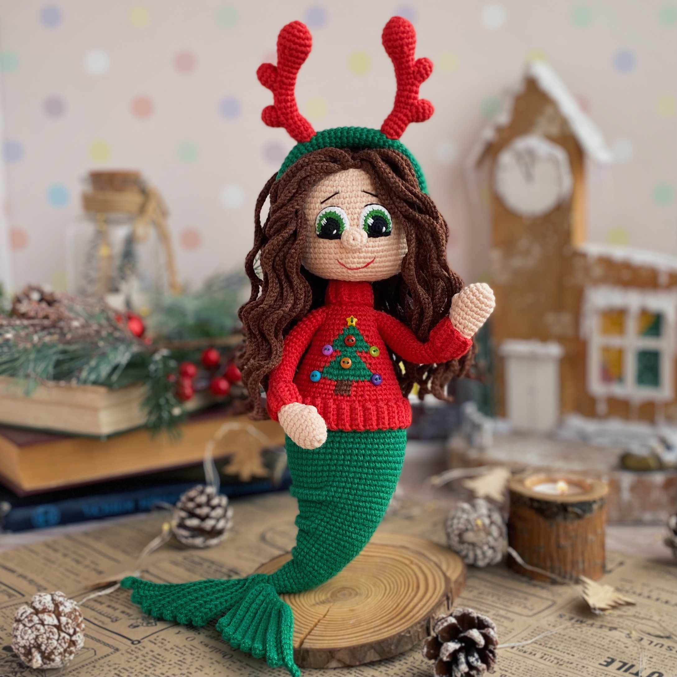Cute mermaid doll Amigurumi in Christmas outfit, Crochet PATTERN. 1 E35AF0A8 B21A 49FB B682 2A7C0A0056B0