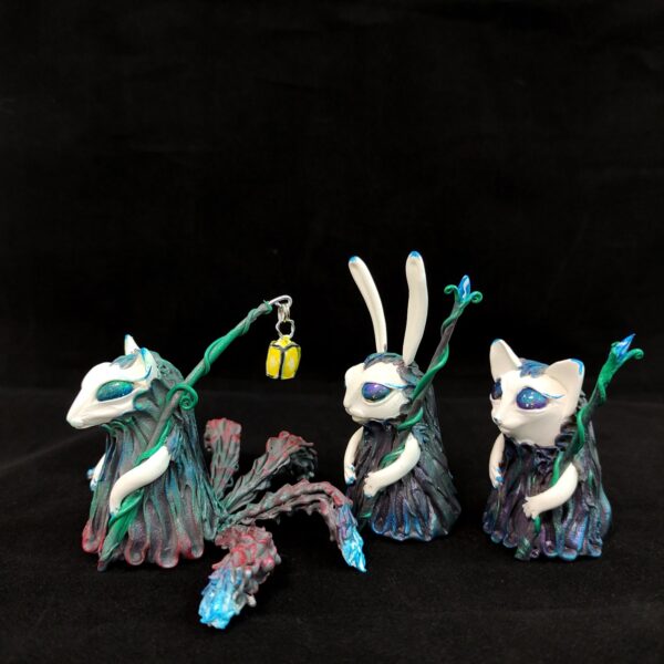 Set of miniatures. Kitsune, cat, rabbit