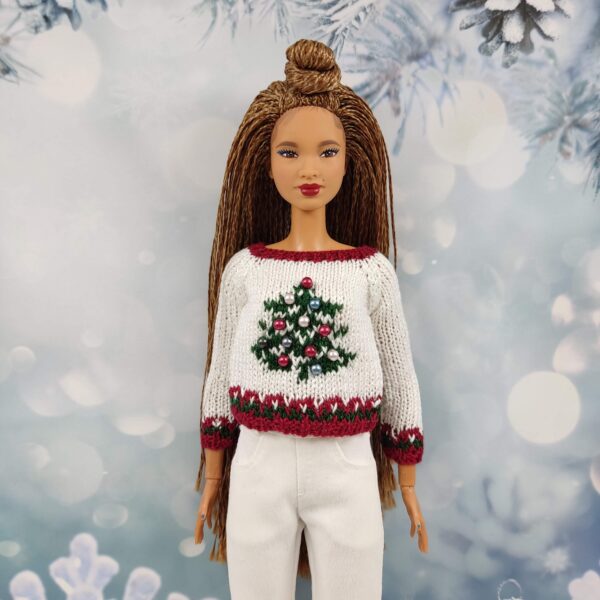 White Christmas Barbie sweater