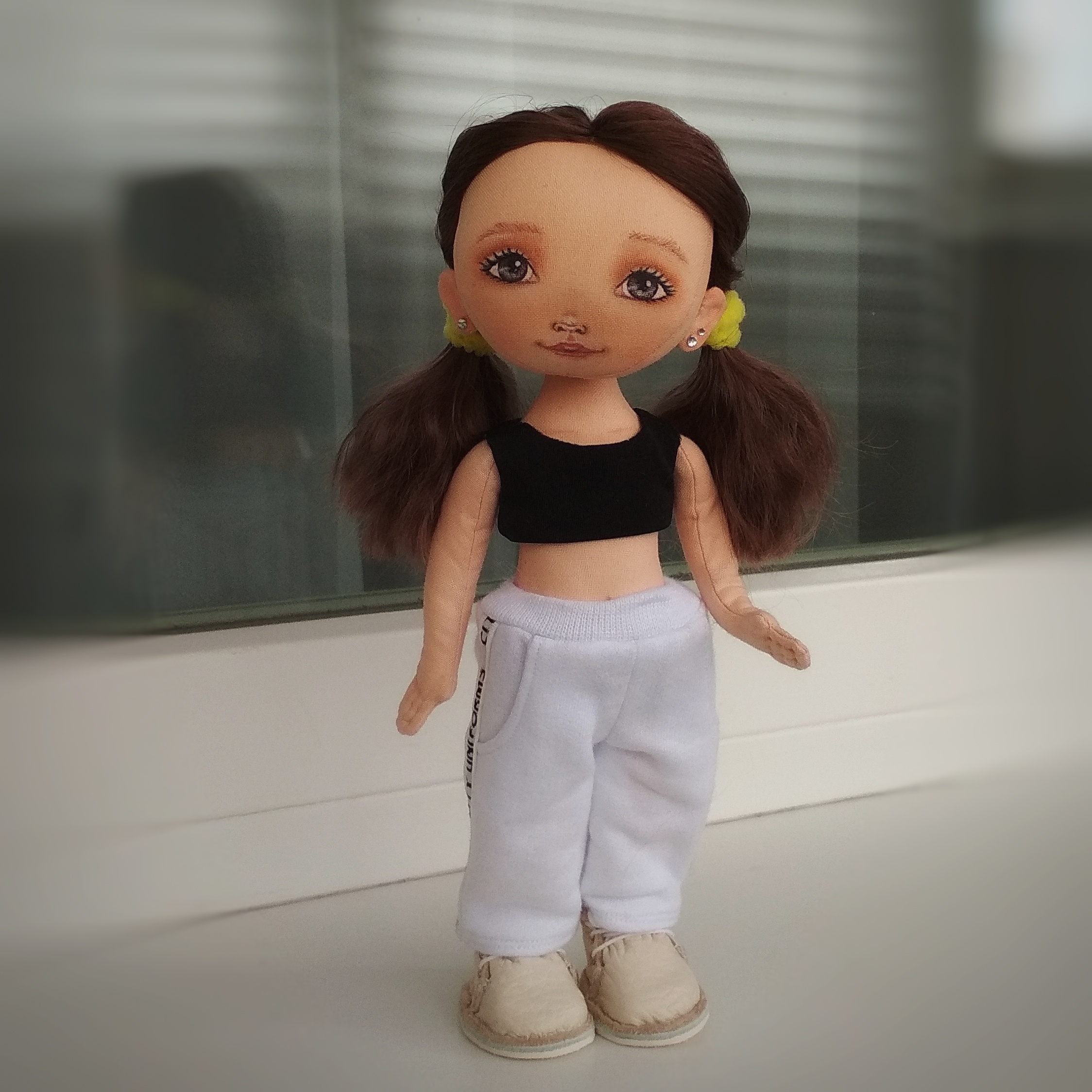 Textile artdoll, interior doll, sports girl doll 4 sports girl doll full face