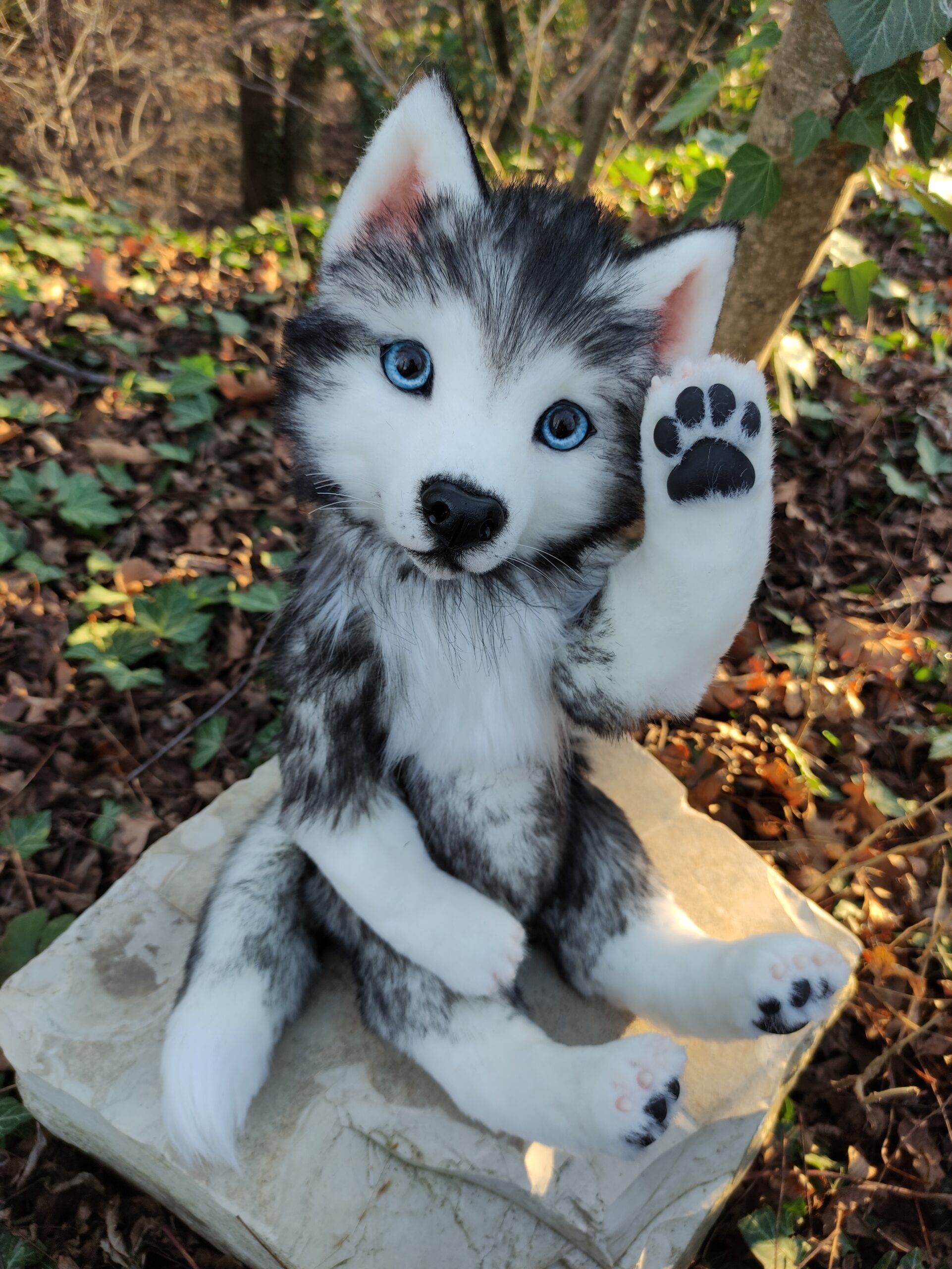 Siberian Husky Plush Toy - Realistic 11 Brown Standing Siberian Husky  Puppy Dog Stuffed Animal Cute Dog Pet Toy, Gift Toys for Kids Birthday