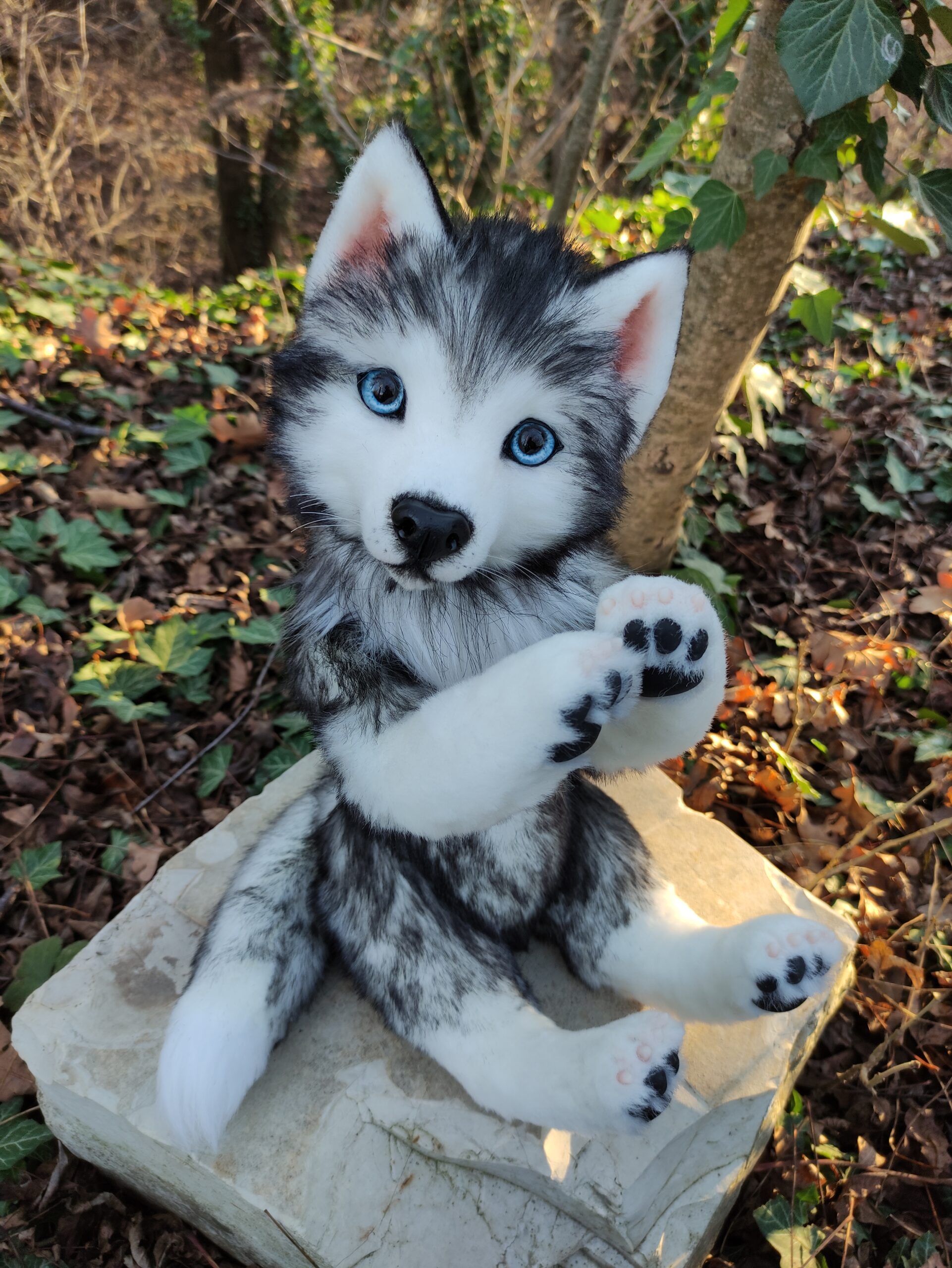 Siberian Husky Plush Toy - Realistic 11 Brown Standing Siberian Husky  Puppy Dog Stuffed Animal Cute Dog Pet Toy, Gift Toys for Kids Birthday