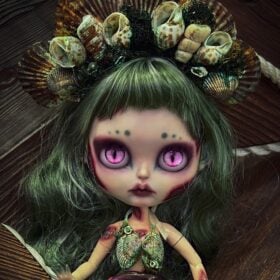 Sea Princess undine green hair Blythe doll custom OOAK