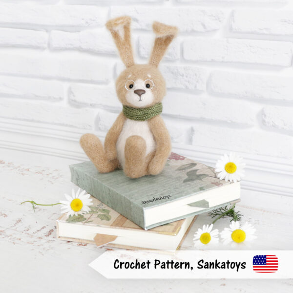bunny book lover crochet pattern