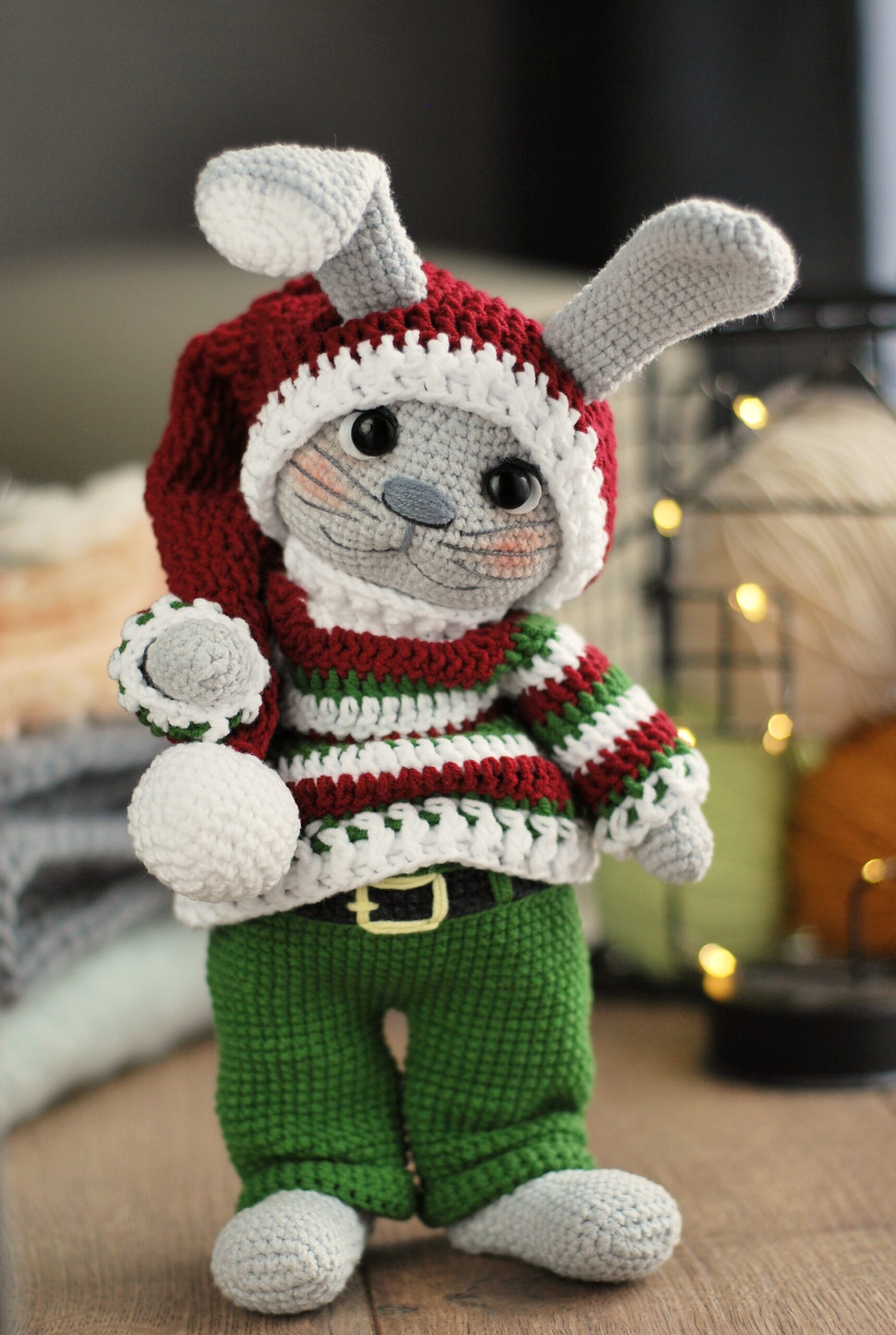 Crochet Christmas Bunny Plush PATTERN Bunny Amigurumi PDF 