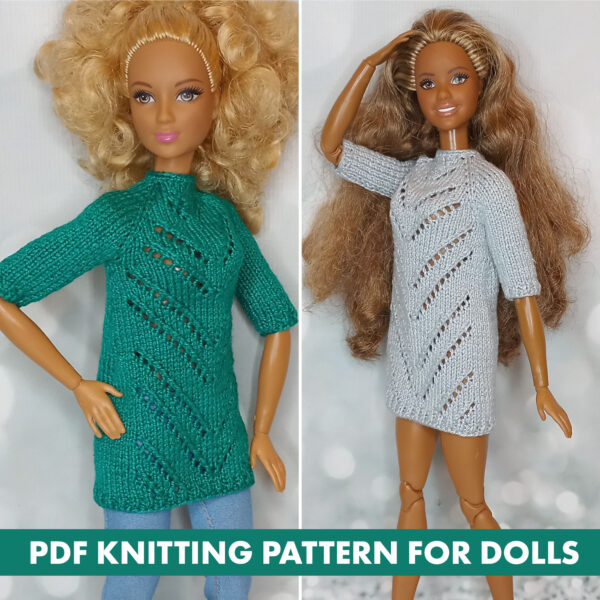 Knitting Pattern tunic dress for Barbie doll