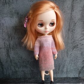 Long Sleeve Dress for Blythe Dolls with Button Closure