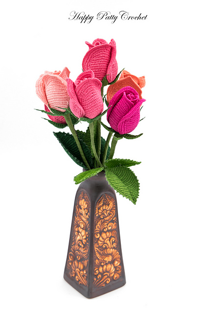 Crochet Flower Bouquet A for Beginners. Rose, Tulip Flower PDF