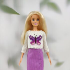 Purple butterfly sweater for Barbie