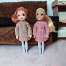 Knitted dress and stockings for Chelsea Barbie