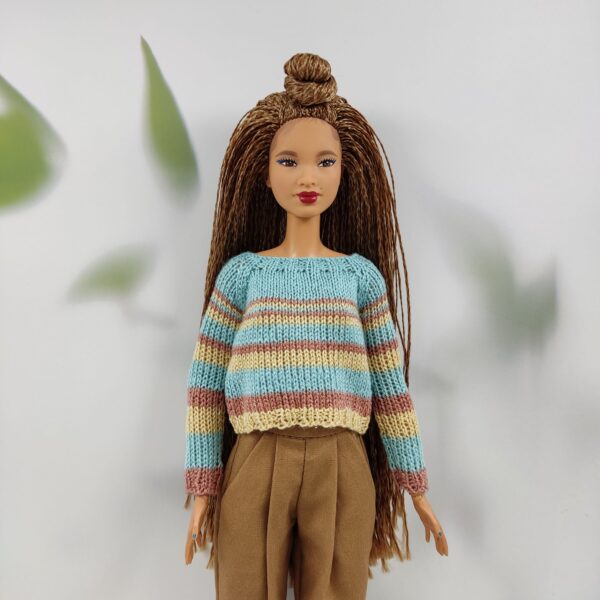 Barbie turquoise striped sweater