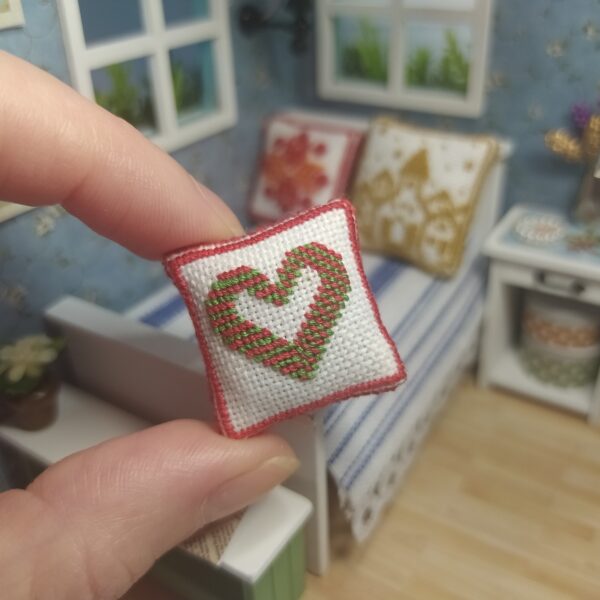 Miniature Pillow Hand Embroidery Dollhouse Accessories 1 scaled