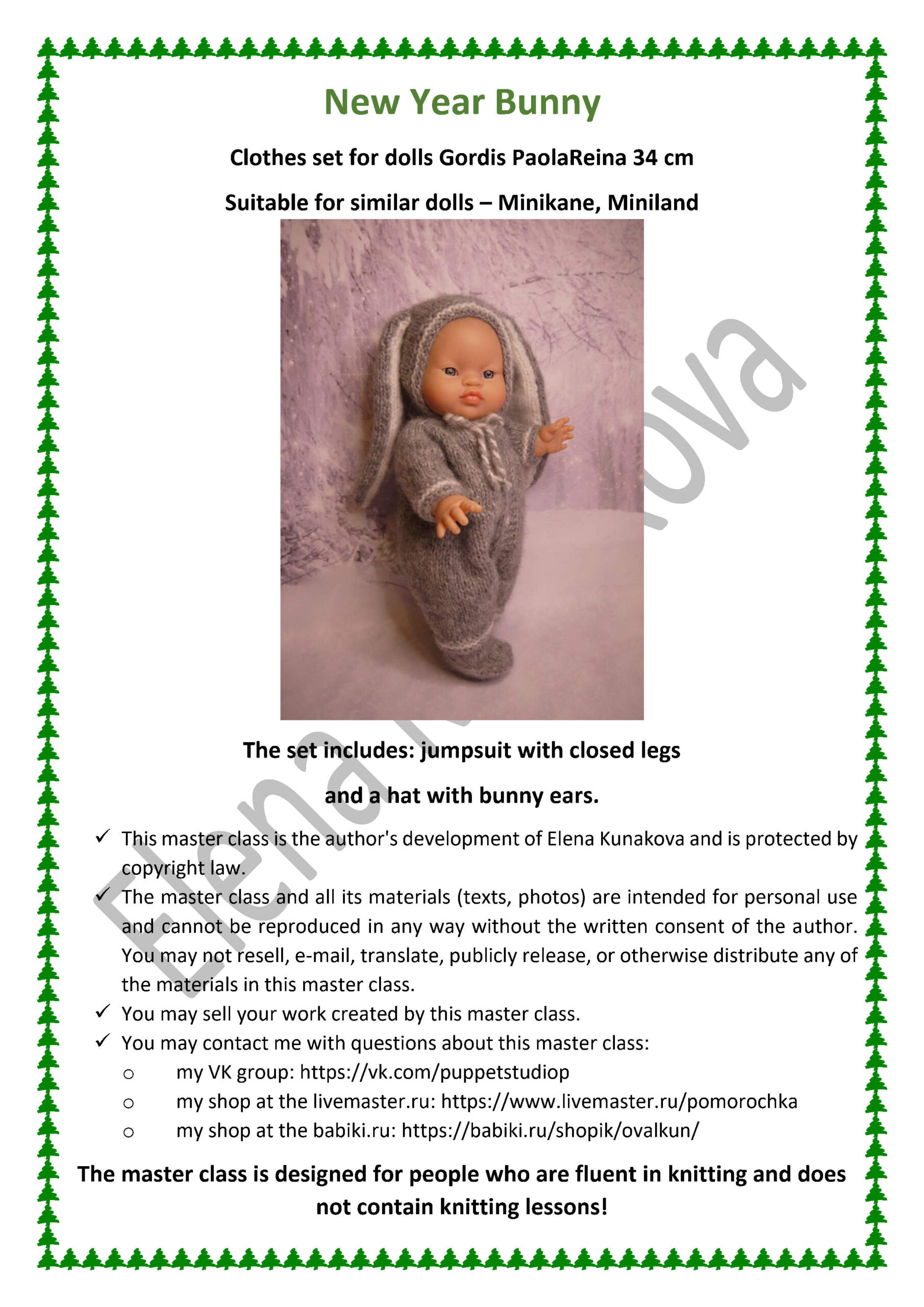 Pattern: outfit New Year Bunny for baby doll Gordi Paola Reina 1 New Year Bunny ENG scaled