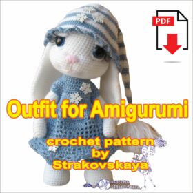 Blue outfit for amigurumi crochet pattern eng