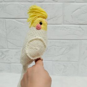 Soft toy cockatiel parrot. Knitted bird. Holiday gift.