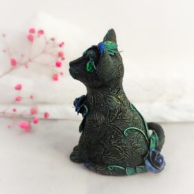 Flower cat figurine for dollhouse