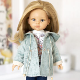 paola reina doll in a park jacket