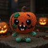 Plush crochet baby pumpkin zombie amigurumi toy, handmade Halloween pattern