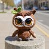 Plush crochet owl amigurumi toy, handmade forest animal pattern