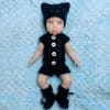Adorable Knitted Doll Clothes Set for 9-Inch (22 cm) Dolls – Handmade Romper, Bonnet & Booties | Reborn Baby or Miniature Doll Outfit