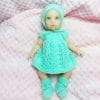 Charming Knitted Doll Clothes Set for 9-Inch Dolls – Handmade Dress, Bonnet, Bloomers & Booties | Reborn or Miniature Doll Outfit