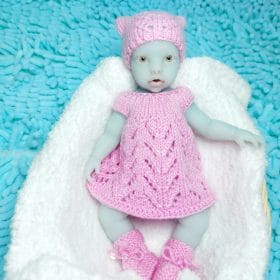 Great Pink Doll Clothes Set for 9-Inch (22 cm) Dolls – Dress, Hat, Bloomers & Booties