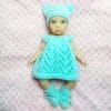 Magical Knitted Doll Clothes for 9-Inch Dolls – Handmade Dress, Bonnet, Bloomers & Booties | Reborn or Miniature Doll Outfit