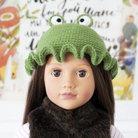 AG doll in cute frog hat
