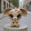 Plush crochet bunny with big expressive eyes, handmade amigurumi toy pattern