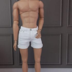 IT homme doll realistic white denim shorts