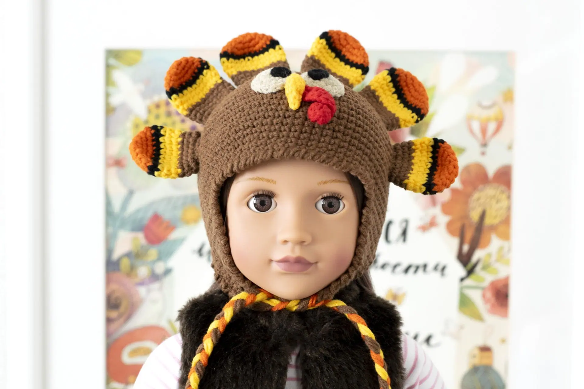Crocheted turkey hat for 18" American girl dolls (AG doll) 5 dsc 1151.jpg