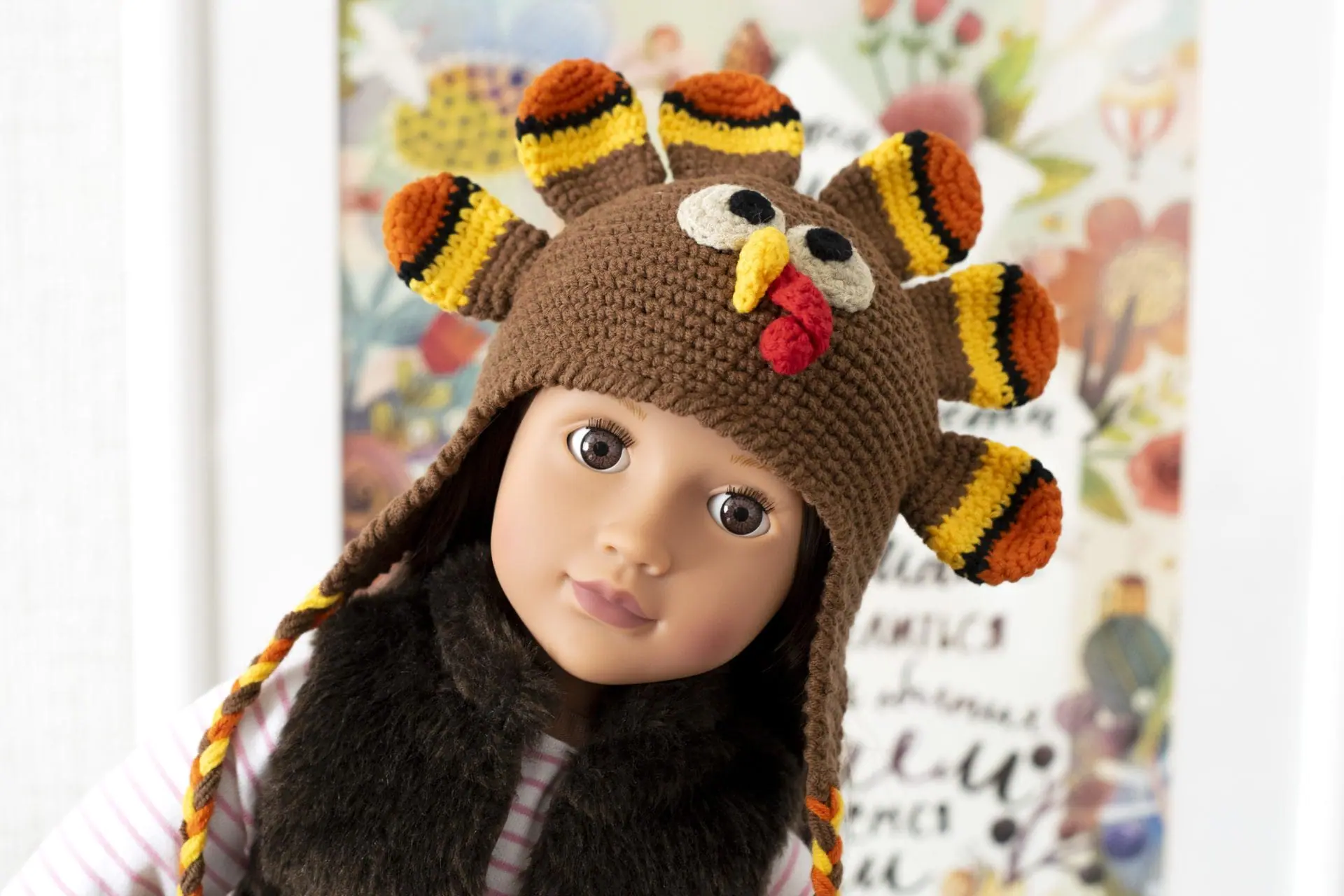 DSC_1180 An 18-inch doll in a cute crocheted turkey hat