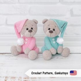 plush bear in pajamas crochet pattern
