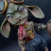Handmade goblin engineer art doll, with goggles, staff, and steampunk outfit, 12 inch