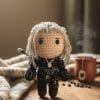 Crochet Geralt of Rivia amigurumi with sword and armor