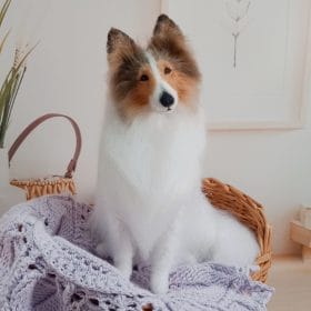 Custom Miniature realistic crochet Rough Collie White Head
