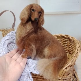 Custom Miniature realistic mahogany Longhaired Dachshund