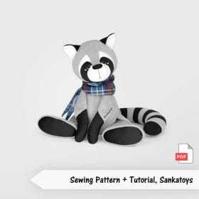 Sewing pattern raccoon