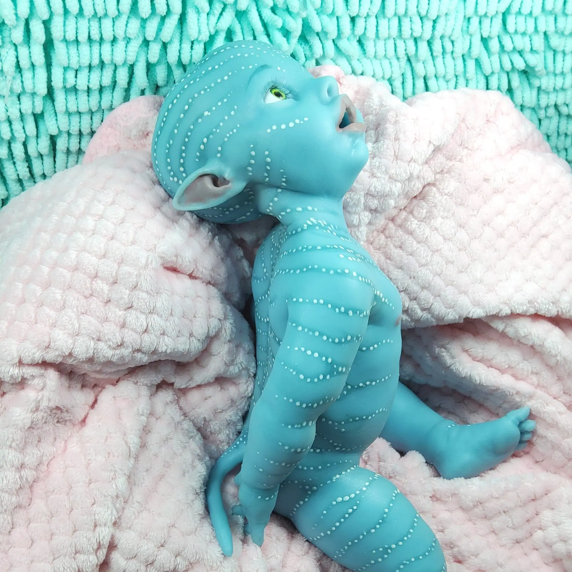 Full Silicone Reborn Doll Avatar Girl 17 Inch 7 Fantasy Avatar reborn baby doll with blue skin tone