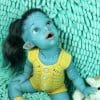 Full silicone Avatar baby doll girl with blue skin, 13 inch fantasy baby doll