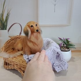 Custom Realistic Miniature mahogany Longhaired Dachshund
