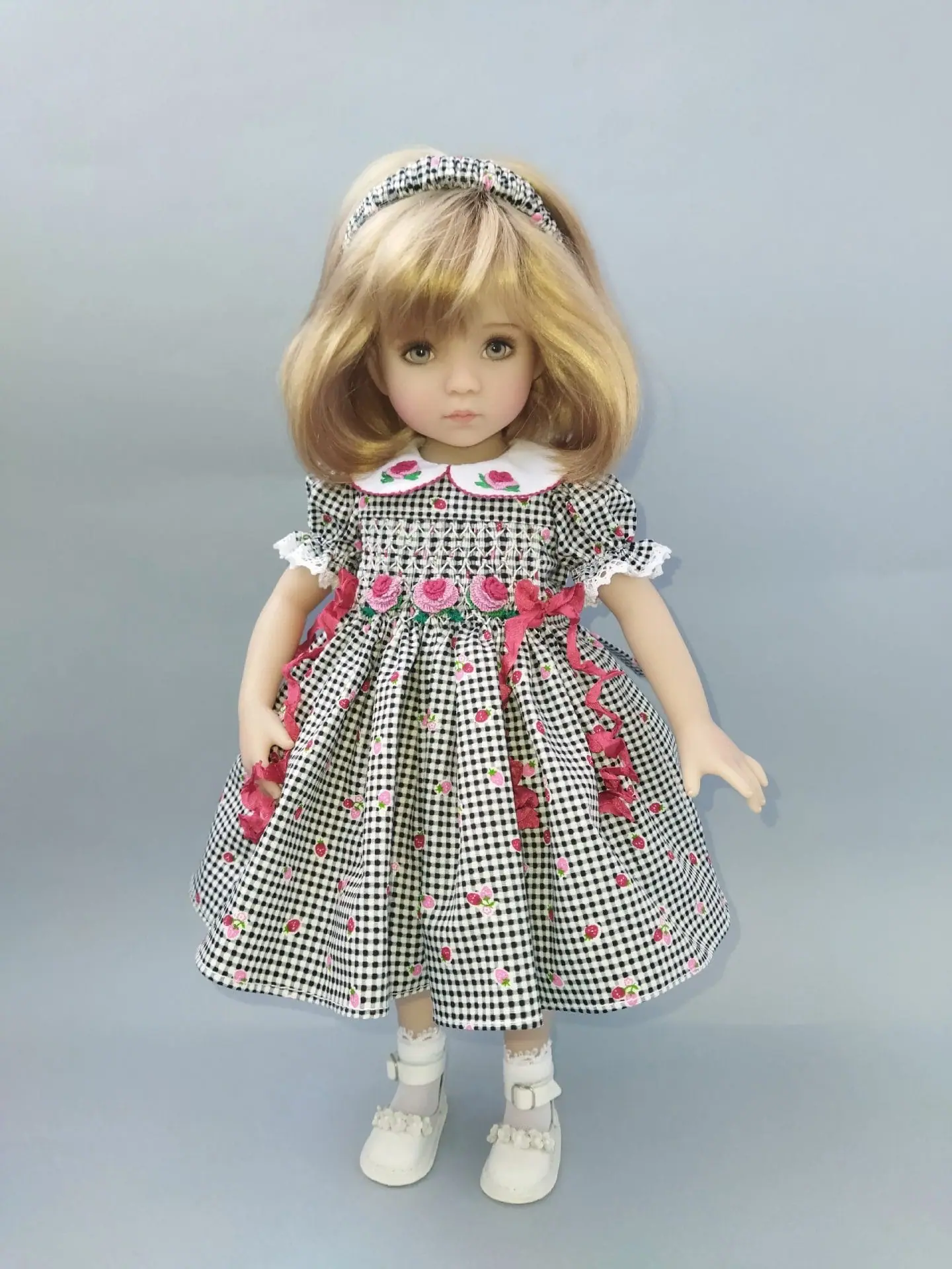 Little Darling doll white and black checkered smocked dress 2 little darling doll white and black checkered smocked dress 2.jpg