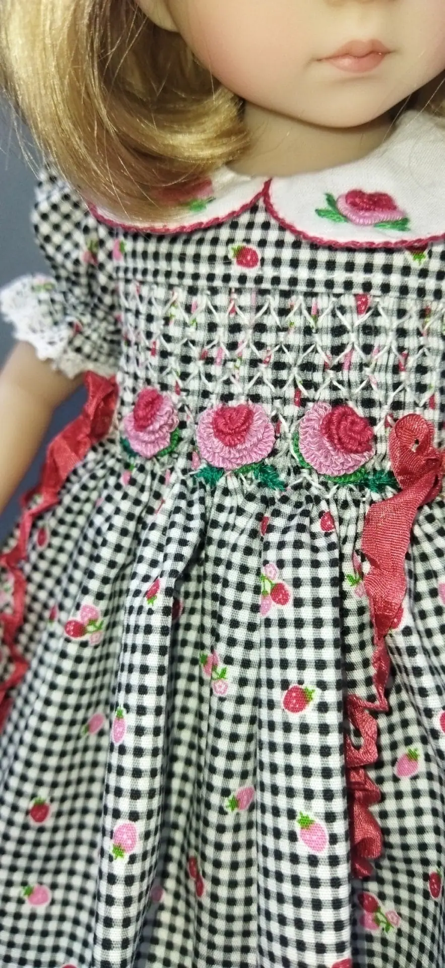 Little Darling doll white and black checkered smocked dress 4 little darling doll white and black checkered smocked dress 4.jpg