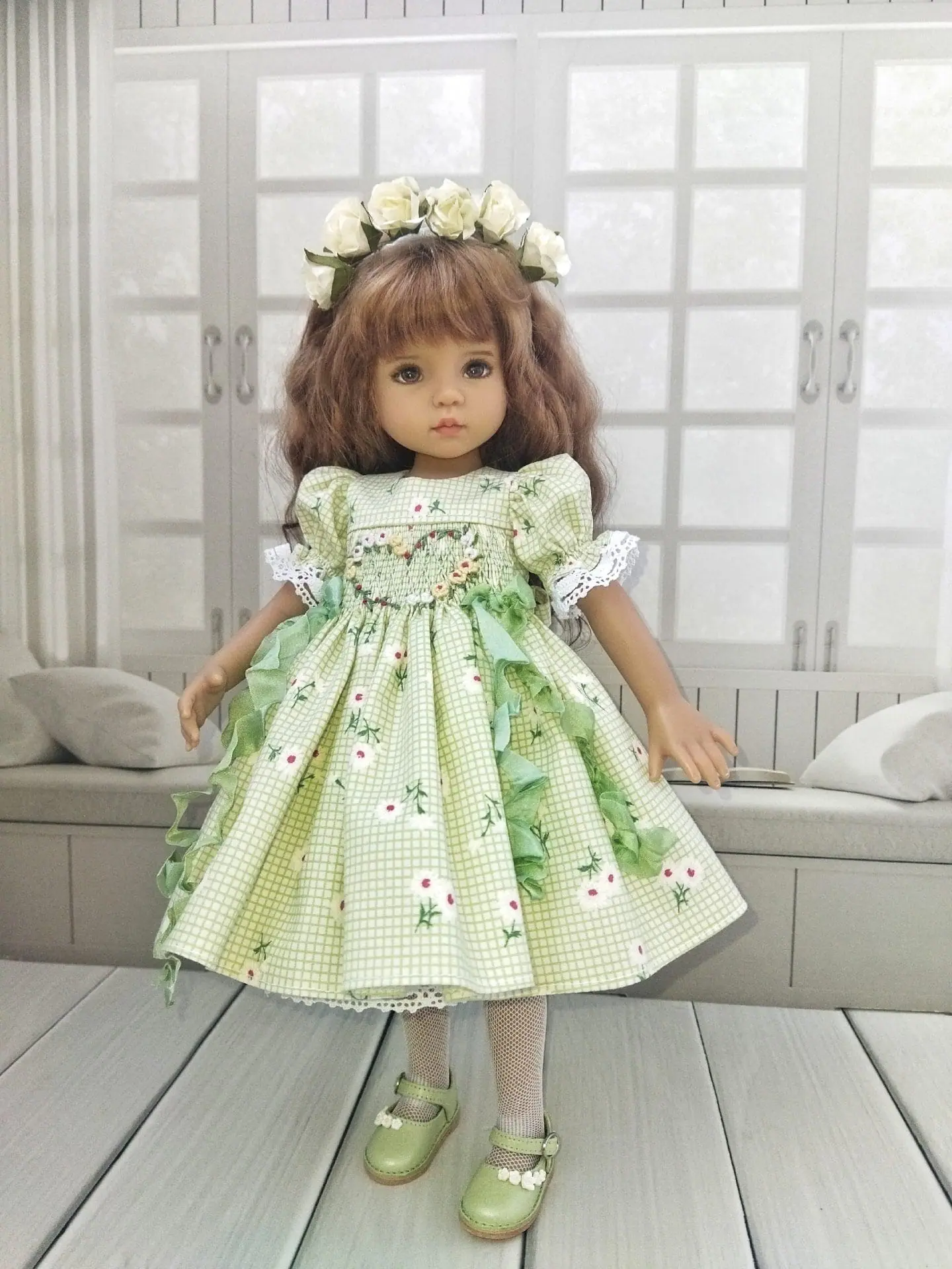 Little Darling green smocked dress with heart embroidery 4 little darling green smocked dress with heart embroidery 1.jpg