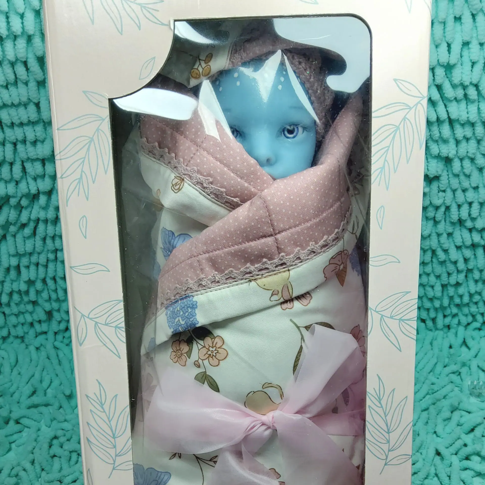 Superb silicone doll avatar baby girl 13 inch 15 Full silicone Avatar baby doll girl with blue skin, real mohair hair, drink and wet system